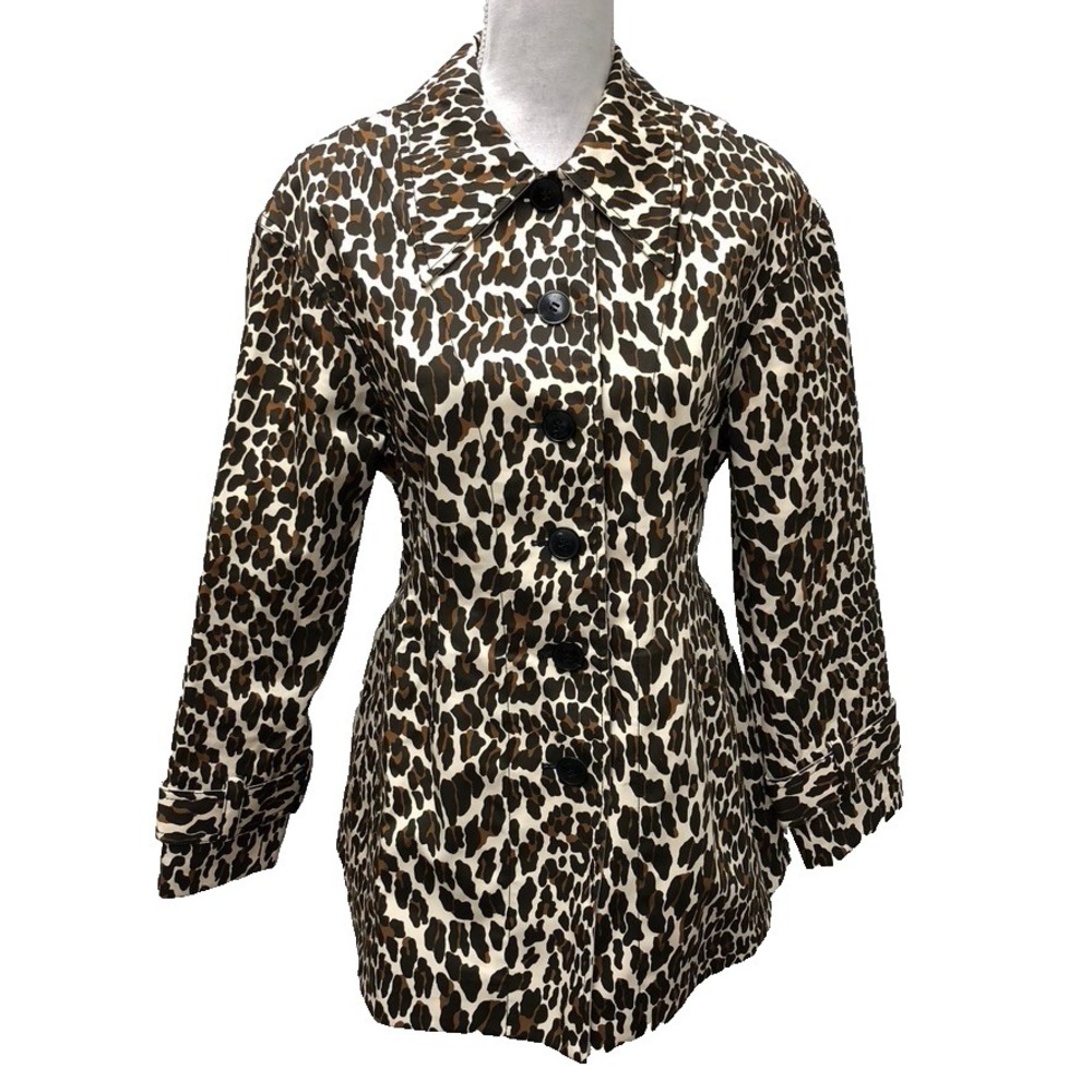 Tory Burch Reversible Jacket Womens 8 Leopard Button Edgy Teacher Gorpcore